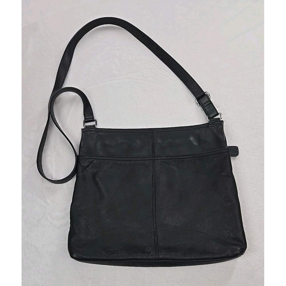 Margot Leather Crossbody Shoulder Messenger Bag Purse‎ Black Soft Medium Boho
